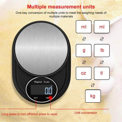 Stainless Steel Kitchen Scale For Everyday Home Use – compact digital scale with 13cm stainless weighing pan and multi-unit conversion