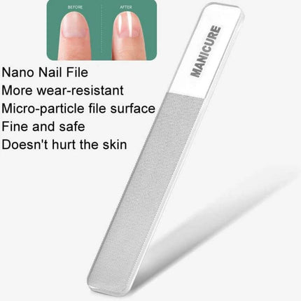 Stainless Steel Nail Knife Set Light Pink for Everyday Manicures nano nail file close-up with beveled edges and PU case for precise trimming
