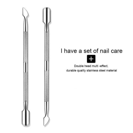 Stainless Steel Manicure Pusher and Dead Skin Remover Tool double‑ended cuticle pusher and scraper, 13.1 cm polished stainless steel for at‑home nail care