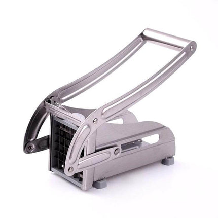 Stainless Steel Manual Potato Cutter for Homemade Fries - silver hand-operated cutter for fries and firm vegetables