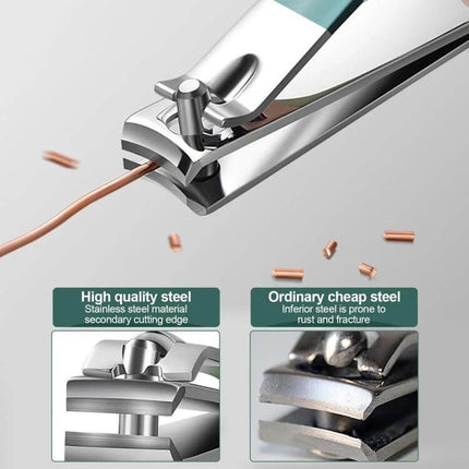 Stainless Steel Nail Knife Set Light Pink for Everyday Manicures - High carbon steel beveled clippers with PU case