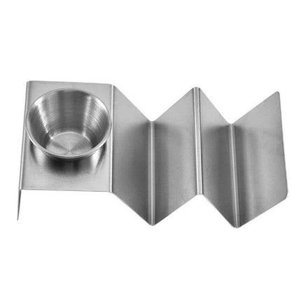 Stainless Steel Pancake Rack With Cup For Breakfast Buffet Serving - 430 stainless steel rust-resistant upright pancake display with integrated topping cup