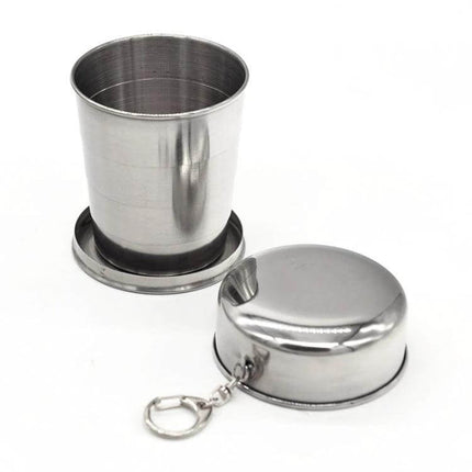 Stainless Steel Retractable Outdoor Cup Large for Travel — collapsible stainless steel travel cup with lid and keychain for outdoor hydration