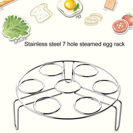 Steamer Rack Basket 17.5 cm for Egg and Vegetable Steaming - 201 stainless steel 7-hole egg rack, 4.5cm height, corrosion resistant, fits pots