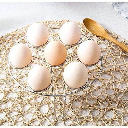 Steamer Rack Basket 17.5 cm for Egg and Vegetable Steaming, 201 stainless steel egg steamer rack holding seven eggs, compact 4.5 cm height