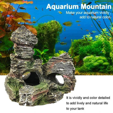 Stone Fish Tank Landscape Simulation Resin Aquarium Ornament Cave Mountain C realistic hollow rock cave ornament for aquascaping and fish hiding spots