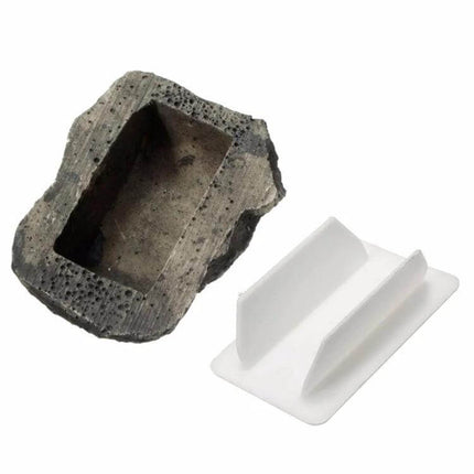 Stone Insurance Key Rock 6x8x3 Cm For Hidden Home And Car Keys - rock-shaped key safe with hidden compartment and removable safety cage, 6x8x3 cm