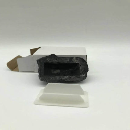 Stone Insurance Key Rock 6x8x3 Cm For Hidden Home And Car Keys - black rock key safe open showing hidden compartment and white safety cage