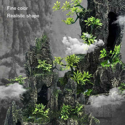 Stone Fish Tank Landscape Simulation Resin Aquarium Ornament Cave Mountain C realistic rock cave ornament with plants and swim-through openings