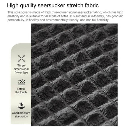 Stretch Sofa Cover With Skirt for Double M 145-185cm Sofas - close-up of thick three-dimensional seersucker fabric texture, soft breathable, skin-friendly