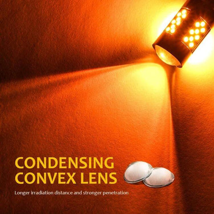 Strobe Car Fog Light Kit For Everyday Night Driving showing amber strobe beam and condensing convex lens for improved visibility