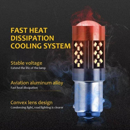 Strobe Car LED Fog Light Pair For Everyday Driving LED bulb showing fast heat dissipation cooling system, aviation aluminum alloy and convex lens design