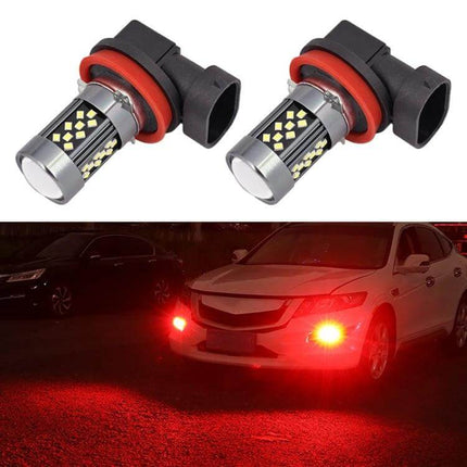 Strobe Car LED Fog Light Pair For Everyday Driving LED fog light pair showing plug-and-play bulbs and red beam improving visibility in poor weather