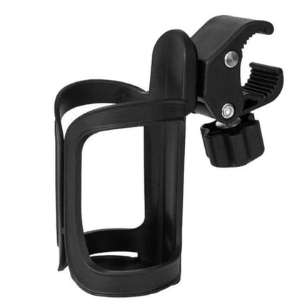 Stroller Cup Holder And Bottle Rack With 360 Degree Adjustability - black adjustable stroller cup holder and bottle rack clamp for bikes and tricycles
