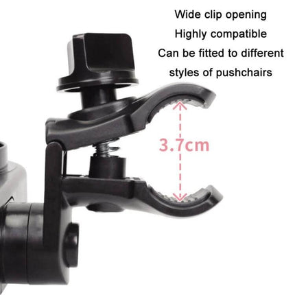 Stroller Double Cup Holder Tray For Snacks And Bottles ABS 360° rotating wide clip fits 3.7cm stroller armrest, holds cups snacks bottles