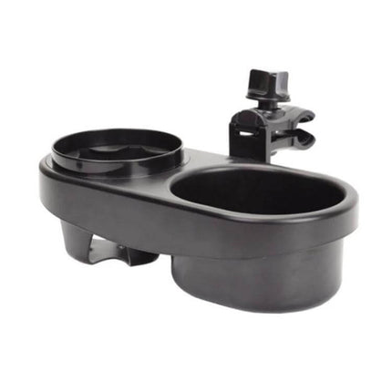 Stroller Double Cup Holder Tray For Snacks And Bottles - black ABS 360° rotating stroller cup and snack organizer