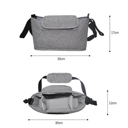 Stroller Storage Hanging Bag Linen Gray For Everyday Outings compact linen gray stroller organizer 30×17×12cm adjustable strap, easy-clean