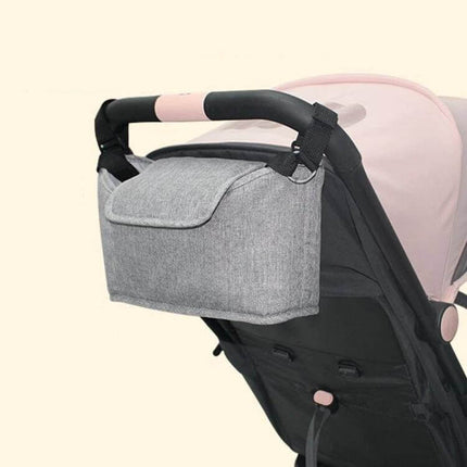 Stroller Storage Hanging Bag Linen Gray For Everyday Outings - compact linen gray stroller organizer with adjustable strap and shoulder guard