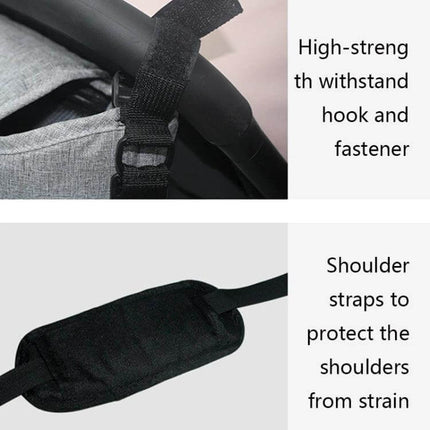 Stroller Storage Hanging Bag Linen Gray For Everyday Outings - gray linen stroller hanging organizer with adjustable strap and shoulder guard