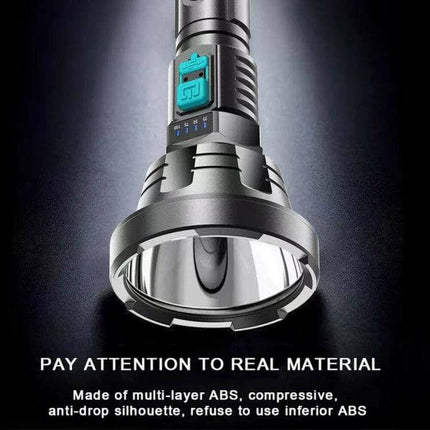 Strong Light Flashlight USB Rechargeable For Hiking And Camping - Rugged ABS body, 800mAh battery, USB charging and battery indicator