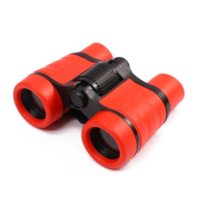 Red compact Student Binoculars 4x30 For Kids School Field Trips with lanyard, lightweight durable design for classroom and birdwatching