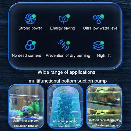 Submersible Aquarium Pump for Water Circulation in Tanks – compact 10W 600L/h pump for filtration, drip box, fountains; freshwater or seawater, ABS body