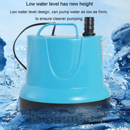 Submersible Aquarium Pump for Water Circulation in Tanks – compact blue 10W pump, 600L/h, low‑water 5mm suction, ABS body for freshwater or seawater
