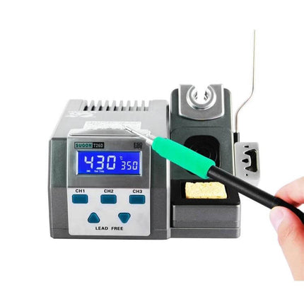 Sugon Soldering Iron Station EU Plug For Electronics Repair - compact 85W station showing 430°C display and soldering iron in holder