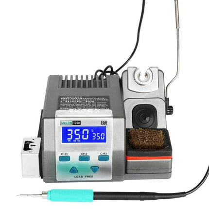 Sugon Soldering Iron Station EU Plug For Electronics Repair - 85W station with digital display, iron holder and cleaning sponge, 200–500°C