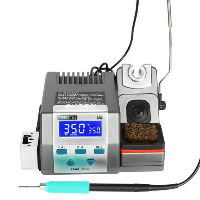 Sugon Soldering Iron Station EU Plug For Electronics Repair - 85W station with digital display, iron holder and cleaning sponge, 200–500°C