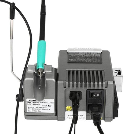 Sugon Soldering Iron Station EU Plug For Electronics Repair showing iron holder, transformer base and EU power connection