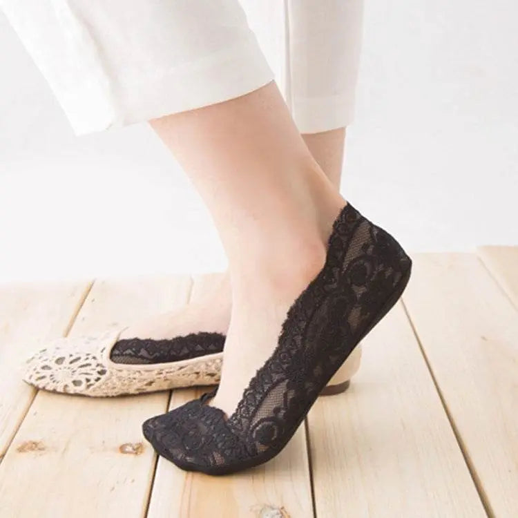 Summer Girl Silica Gel Lace Boat Socks Anti-Slip Slippers