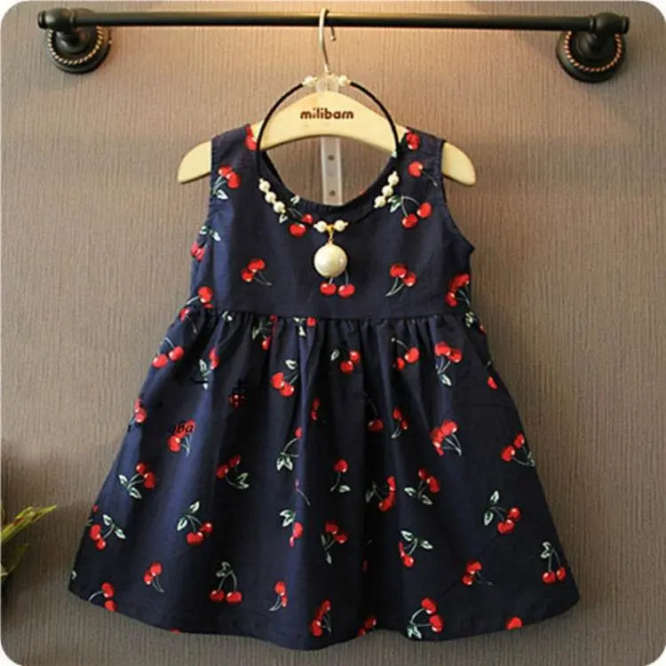 Summer Girls Cherry Pattern Sleeveless Dress Sizes 90cm 130cm