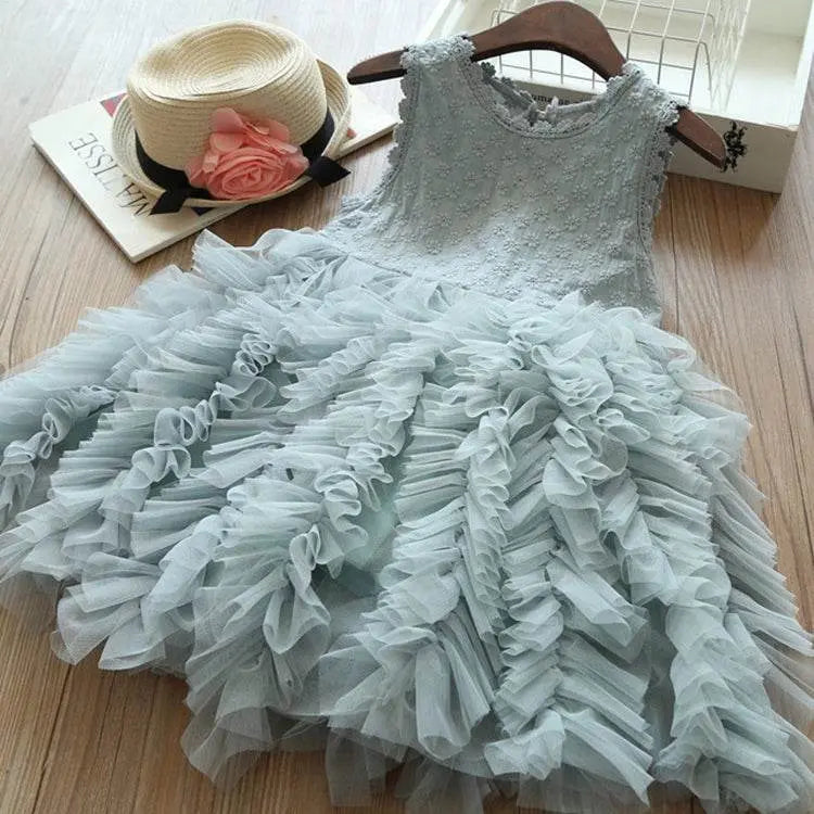 Summer Girls Sleeveless Tutu Lace Dress 100cm to 140cm