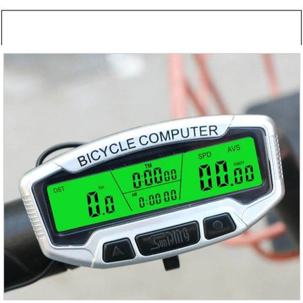 Sunding Bicycle Computer Wireless LCD Backlit For Road Riding - compact wireless backlit LCD showing speed, distance, time, temperature