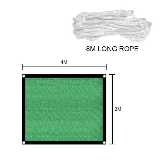 Sunshade Net 2x2m for Balcony and Garden Outdoor Shade – green 2x2m breathable polyethylene fabric with aluminum corner buckles, lightweight reusable shade