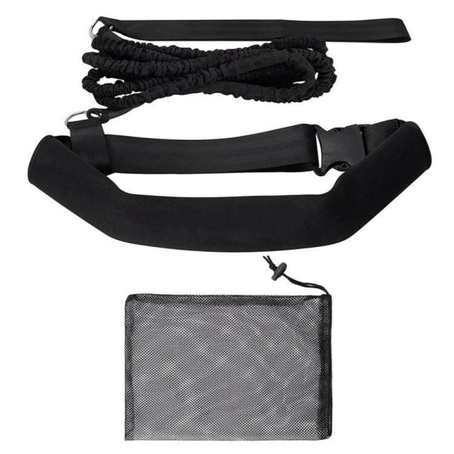 Swimming Strength Block Belt And Elastic Cord Set Neoprene Waist Belt black neoprene waist belt and elastic cord resistance set with mesh storage bag