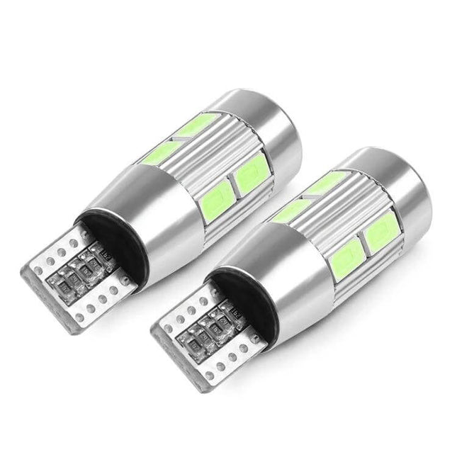 T10 194 W5W LED Car Light Bulb 2-Pack Canbus Parking Side Light - silver canbus-friendly LED parking/side bulbs, 2-pack