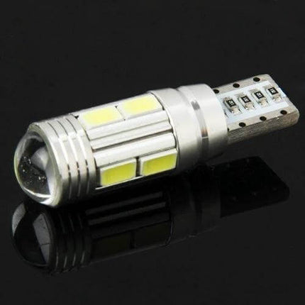 T10 White LED Bulb for Vehicle Turn Signals and Tail Lights compact replacement LED for turn signals, tail lights, side markers