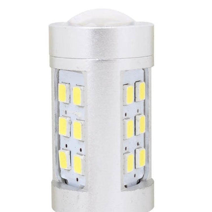 T25 White LED Car Brake Light Bulbs 2 Pack for Parking Lights - close-up of silver T25 white LED bulb showing multiple SMD chips