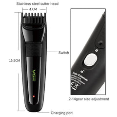 VGR V-015 USB Rechargeable 5W Electric Hair Clipper with Stainless Steel Blade