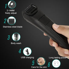 VGR V-015 USB Rechargeable 5W Electric Hair Clipper with Stainless Steel Blade