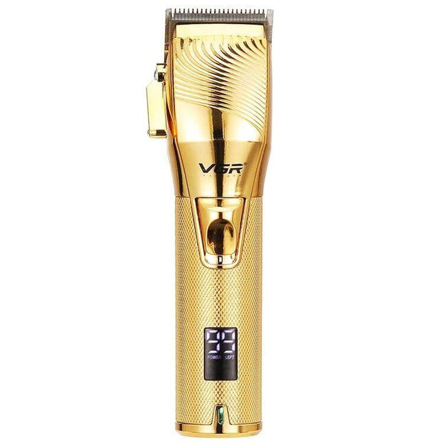 Hair Clipper USB Rechargeable Metal Body For Home Grooming - gold metal trimmer with stainless steel blade and digital display