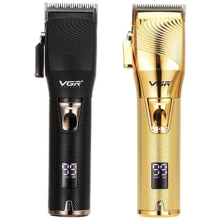 Hair Clipper USB Rechargeable Metal Body For Home Grooming - black and gold stainless steel trimmer set with LED battery display, portable USB recharge