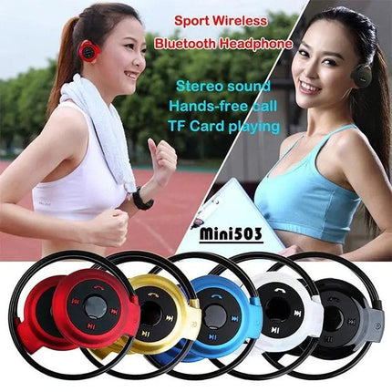 NVAHVA MP3 Player Bluetooth Headphone, Wireless Sport Headset MP3 Player With FM Radio, Stereo Earphone TF Card MP3 Max to 32GB, mini-503 Blue, mini-503 Gold, mini-503 Black | Syndmart