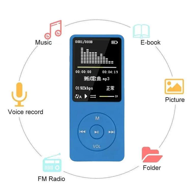 Portable MP3 Player with FM Radio, Games, and 8GB Storage