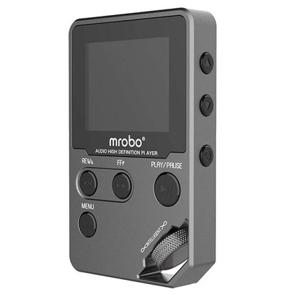 Compact Mrobo MP3 Player for Music, FM Radio, and Voice Recording with 1.8-Inch Screen - gray portable player with 1.8-inch TFT display, buttons and wheel
