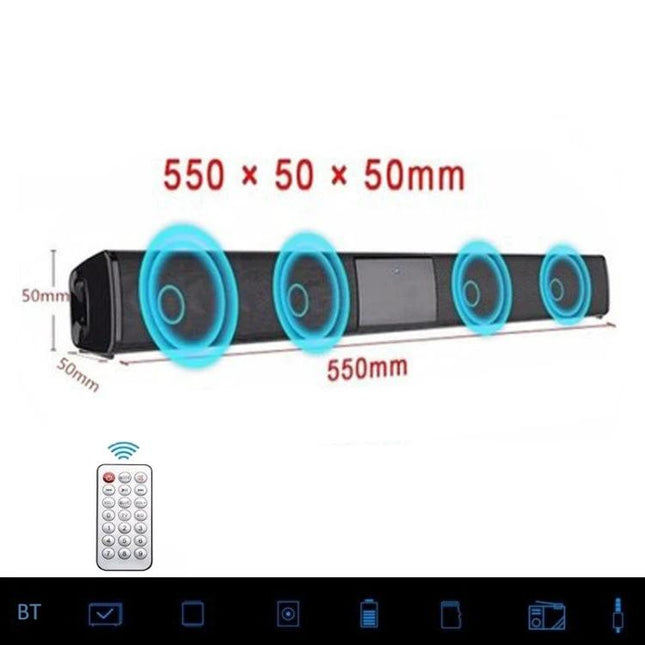 YINEW Compact Soundbar For Everyday Home And TV Audio sleek 550x50x50mm wireless Bluetooth FM remote microphone