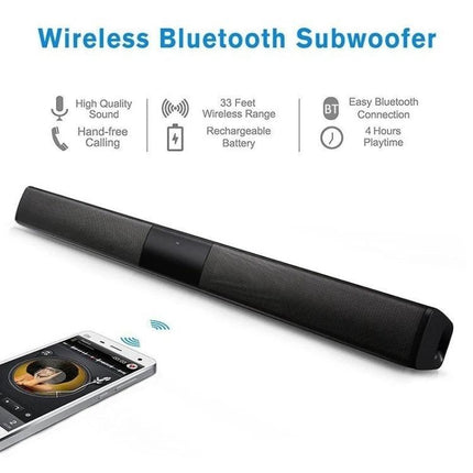 YINEW Compact Soundbar For Everyday Home And TV Audio slim Bluetooth speaker with FM, mic, remote and portable battery