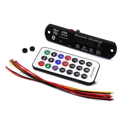 Wireless Bluetooth MP3 Decoder Board for Car Audio Playback - compact car audio Bluetooth MP3 decoder board with remote, USB, FM and wiring harness